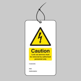 Caution - Lock Out Device Must be Removed By - Double Sided Safety Tag - 