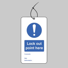 Lockout Tag - Lock Out Point Here - 80 x 150mm (Pack of 10) - 