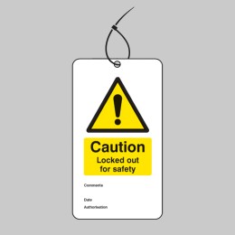 Lockout Tag - Caution - Locked Out for Safety (Pack of 10) - 