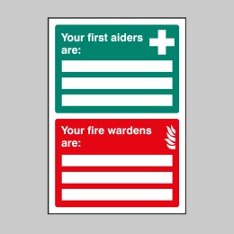 First Aiders / Fire Wardens Are - Adapt-a-Sign - First Aiders / Fire Wardens Are - Adapt-a-Sign -
