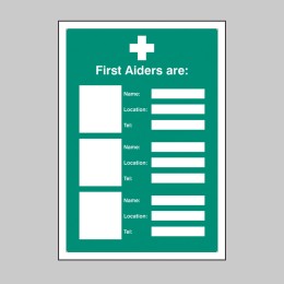 First Aiders Are (Space for 3) - Adapt-a-Sign - First Aiders Are (Space for 3) - Adapt-a-Sign -