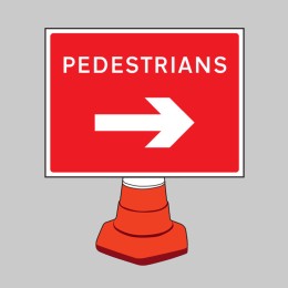 Pedestrians - Arrow Right - Cone Sign - 