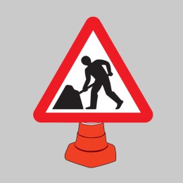 Road Works - Cone Sign - 