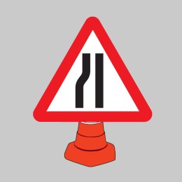 Road Narrowing Left - Cone Sign - 