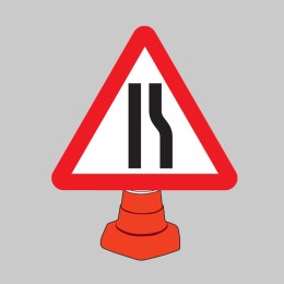 Road Narrowing Right - Cone Sign - 