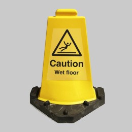 Caution Wet Floor - Double Sided Yellow Cone - Caution Wet Floor - Double Sided Yellow Cone -