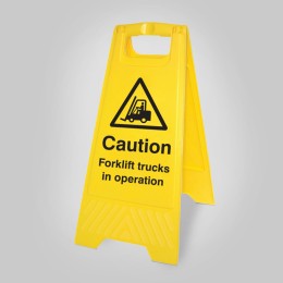 Caution - Forklift Trucks in Operation - Self Standing Floor Sign - Caution - Forklift Trucks in Operation - Self Standing Floor Sign -