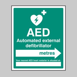AED Located in __ Metres - Arrow Right - AED Located in __ Metres - Arrow Right -