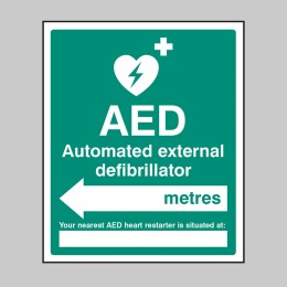 AED Located in __ Metres - Arrow left - AED Located in __ Metres - Arrow left -